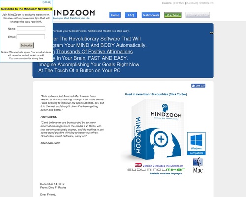Mindzoom Affirmations Subliminal Software. #1 converting software.
