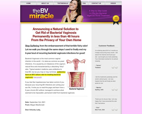 BV Miracle ~ Bacterial Vaginosis ~ Converting at insane 15-20% per hop