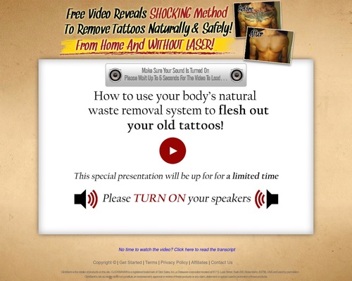 The Laserless Tattoo Removal Guide ™ Free Video Reveals Shocking Method To Remove Tattoos Naturally and Safely From Home And Without Laser!